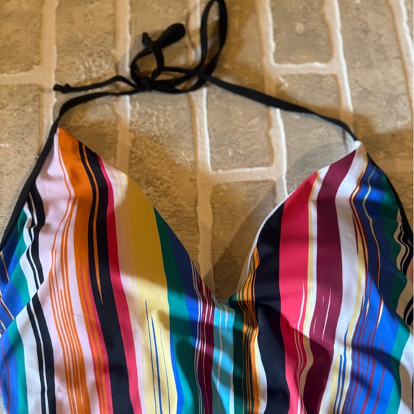 Multicolor Striped Women's One Piece Swimsuit - Picture 4 of 5